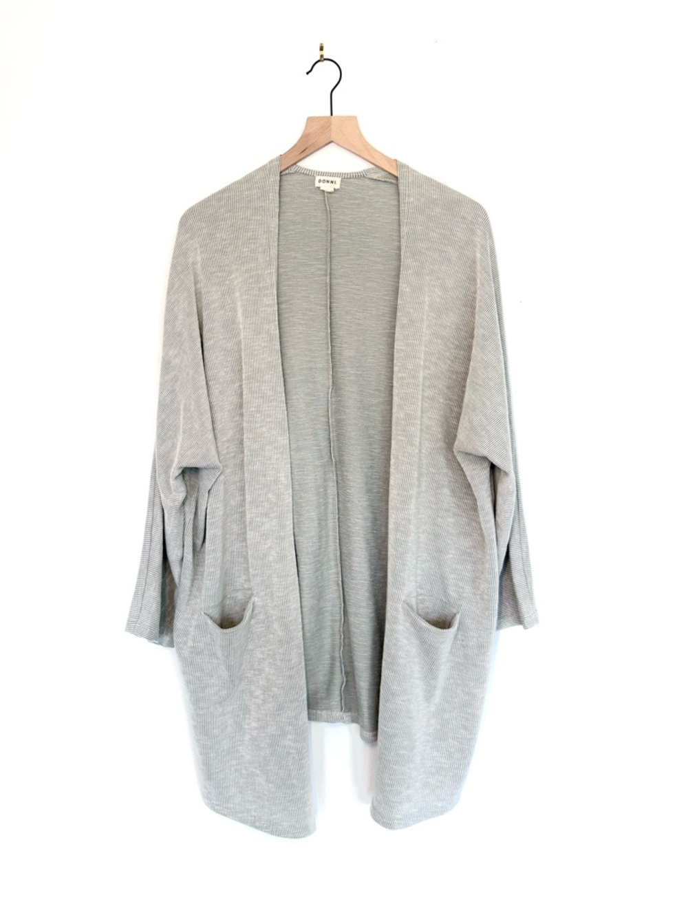 rib knit kimono cardigan - sandwash gray sweater - like new